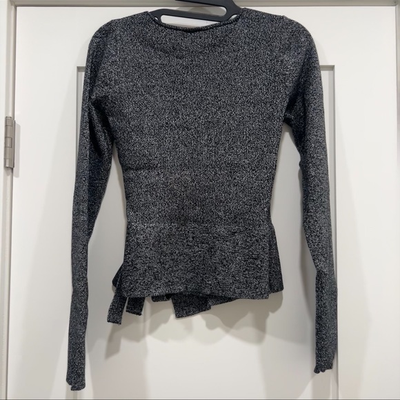 Lulu’s Black and Silver Lure Wrap Sweater Top Medium - Picture 6 of 8